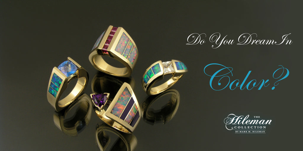 Australian opal rings by The Hileman Collection feature opal accented by sapphires, diamonds, and other gemstones.