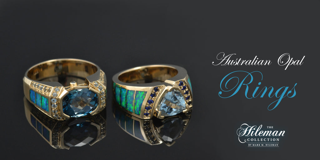 Australian opal rings by The Hileman Collection.