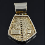 Large Australian opal pendant with diamonds set in 14k gold by Hileman