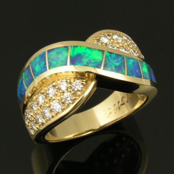 Woman's Diamond and Australian Opal Ring by The Hileman Collection