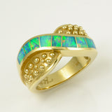 Opal inlay ring in 14k yellow gold
