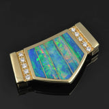 Opal slide pendant with diamond in 14k gold by Hileman.