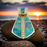 Australian Opal and diamond pendant by The Hileman Collection opal jewelry.