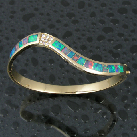 Beryl Lane - Vintage 9K Gold Pretty Solid Opal Infinity Link Bracelet
