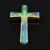 Opal cross pendant in 14k gold by Hileman
