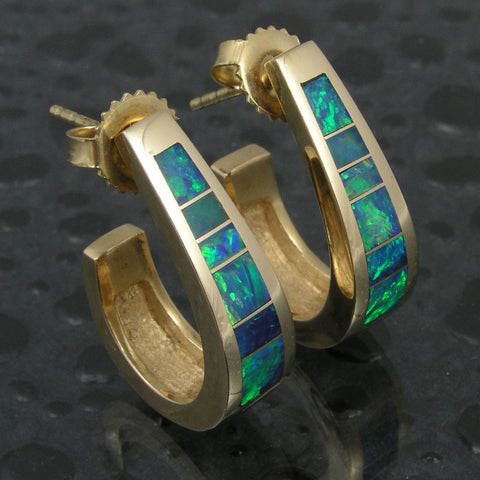 Australian Opal Earrings in Yellow Gold by Hileman