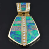 Diamond and Australian Opal Pendant in 14k Gold by Hileman