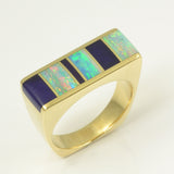 Sugilite and opal ring in 14k gold