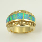 Australian opal inlay ring in 14k gold