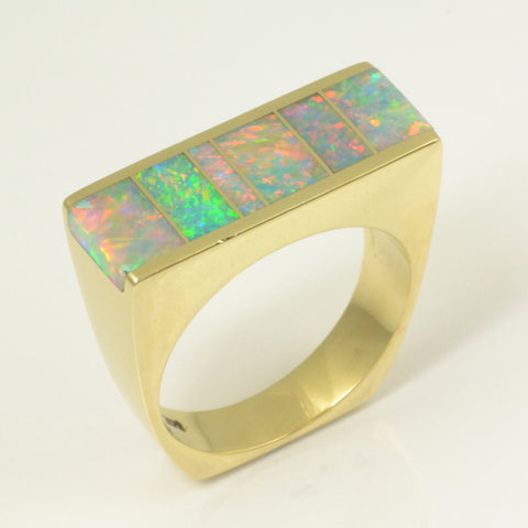 Australian opal ring in 14k gold by Hileman