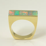 Australian opal inlay ring in 14k yellow gold by Hileman