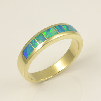 Australian opal ring for men in 14k gold by Hileman