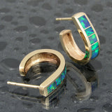 Australian opal earrings in 14k gold by Hileman