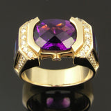 Australian opal ring with sugilite, amethyst and diamonds by Hileman