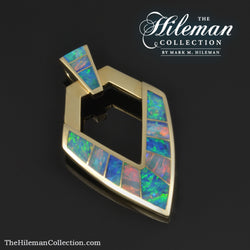 Australian opal pendant inlaid with genuine opal by Hileman.