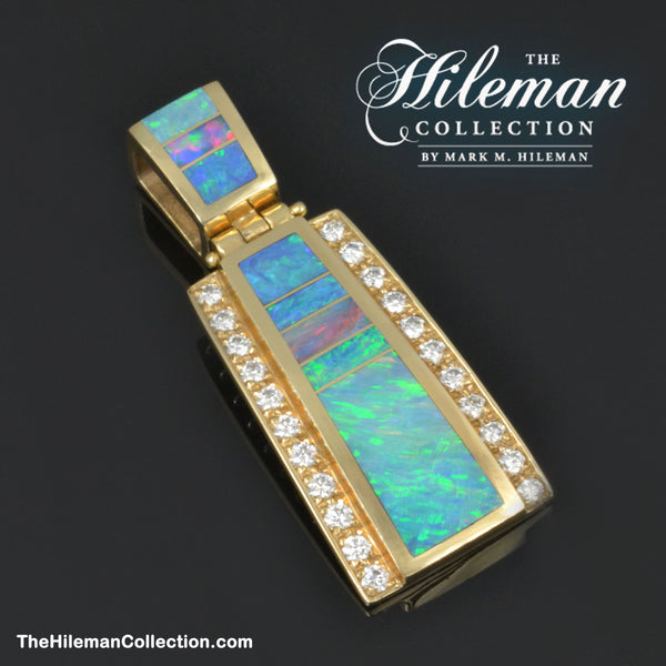 Australian opal inlay pendant with diamonds by The Hileman Collection