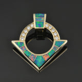 Australian opal pendant with diamonds in 14k gold by Hileman