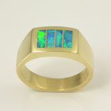 Woman's opal inlay ring in 14k gold