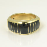 Onyx ring inlaid in 14k gold by Hileman