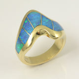 Curved opal ring in 14k gold