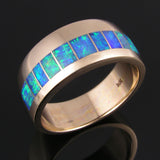 Men's Australian Opal Wedding Ring in 14k gold